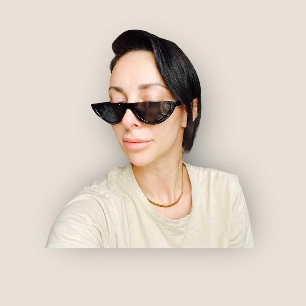 HALF MOON BLACK SUNGLASSES. Excellent condition